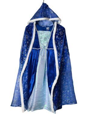 Girls S/M Fairytale Princess Costume Velvet Dress White Fur Hooded Cape Snowflak